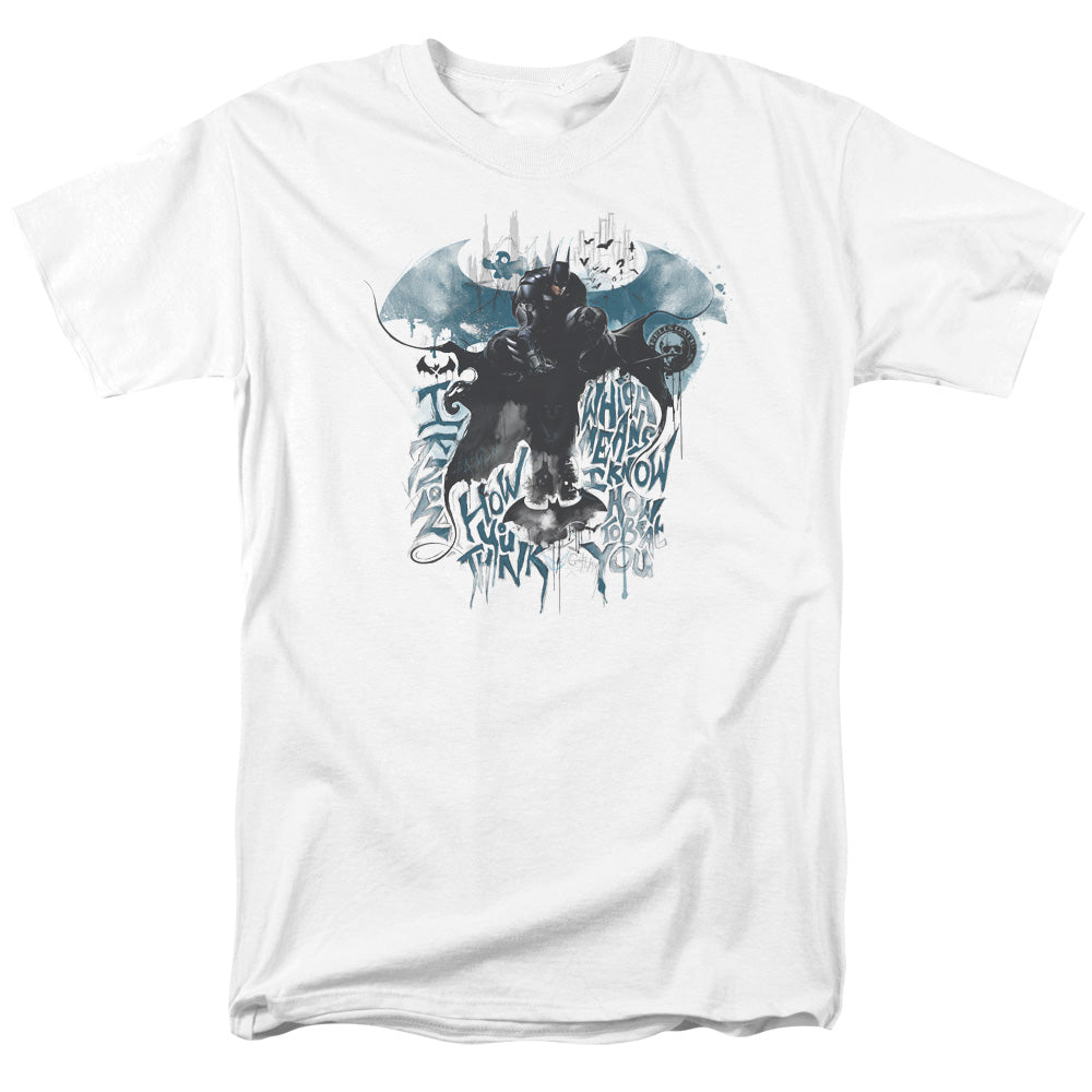 AN OFFCIALLY LICENSED BATMAN ARKHAM KNIGHT I KNOW MEN'S REGULAR FIT T-SHIRT WHITE