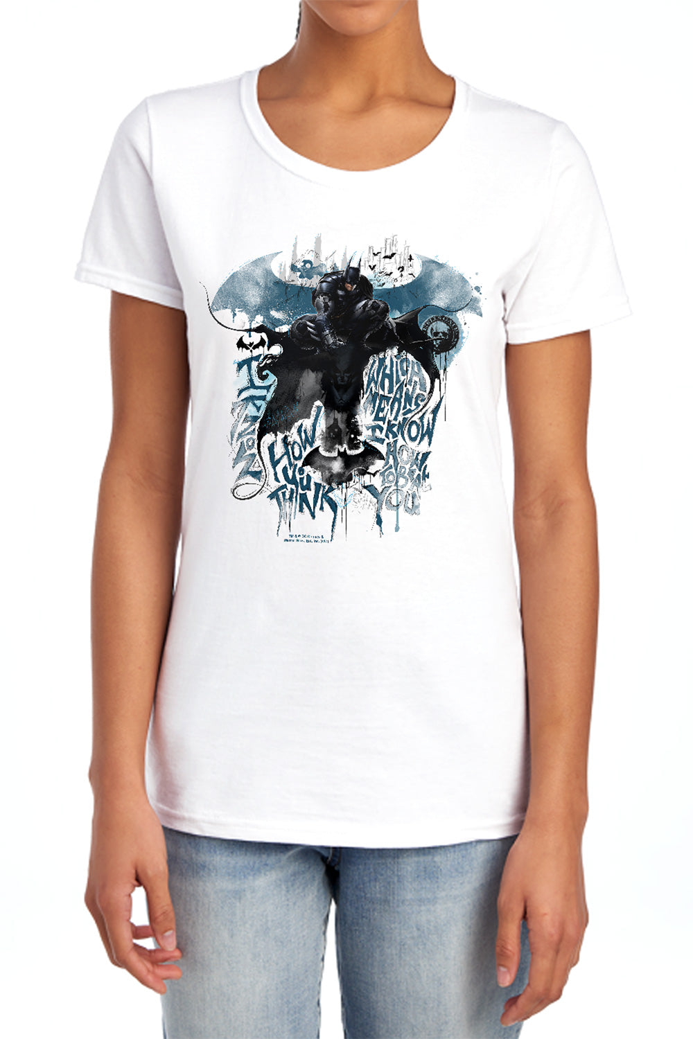AN OFFCIALLY LICENSED BATMAN ARKHAM KNIGHT I KNOW WOMEN'S REGULAR FIT T-SHIRT WHITE