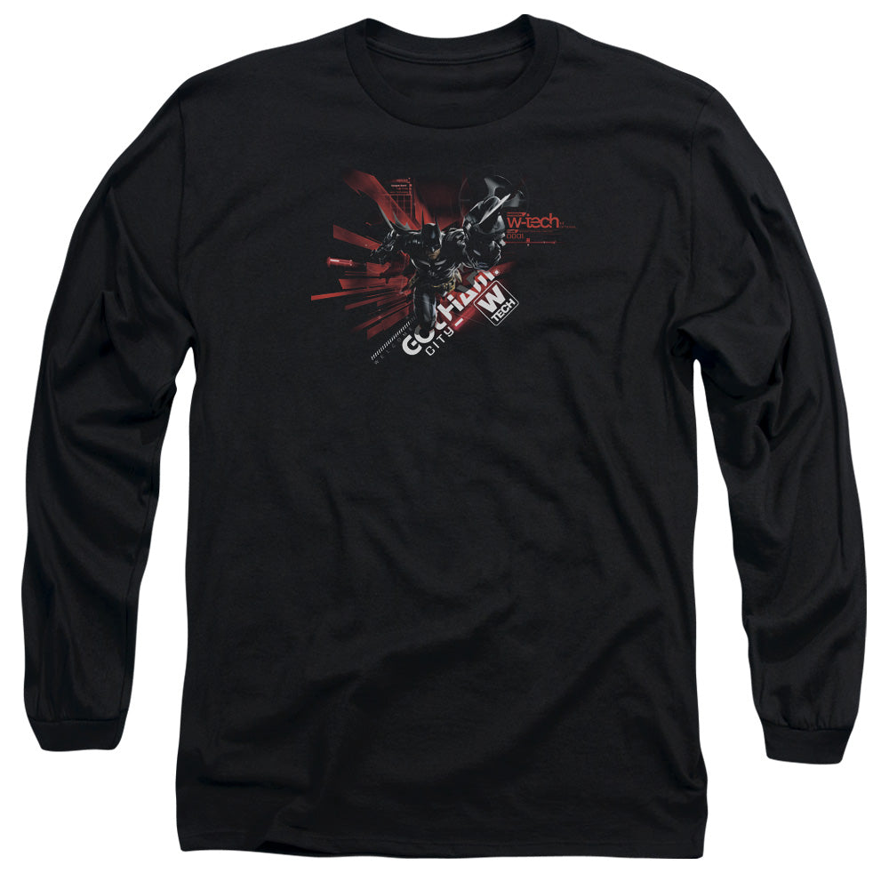 AN OFFCIALLY LICENSED BATMAN ARKHAM KNIGHT AK TECH MEN'S LONG SLEEVE T-SHIRT BLACK