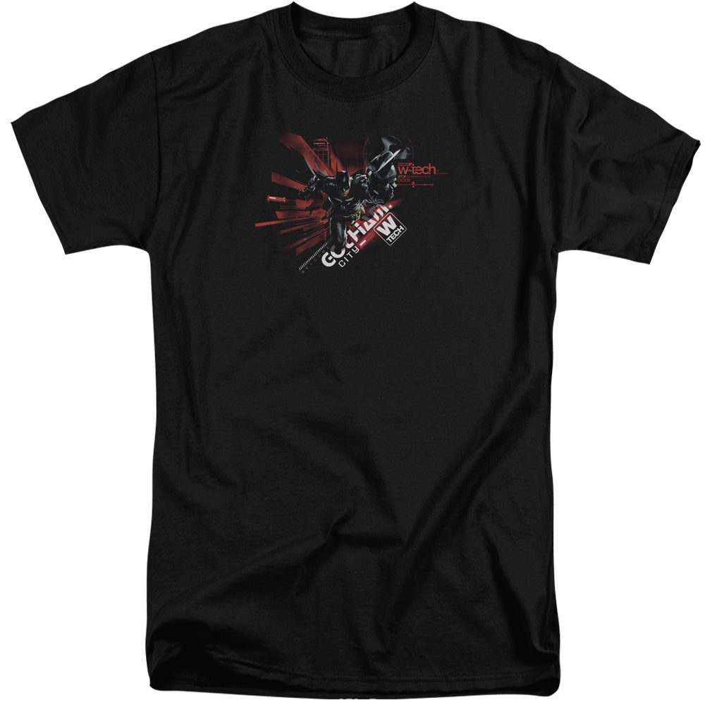 AN OFFCIALLY LICENSED BATMAN ARKHAM KNIGHT AK TECH MEN'S TALL FIT T-SHIRT BLACK