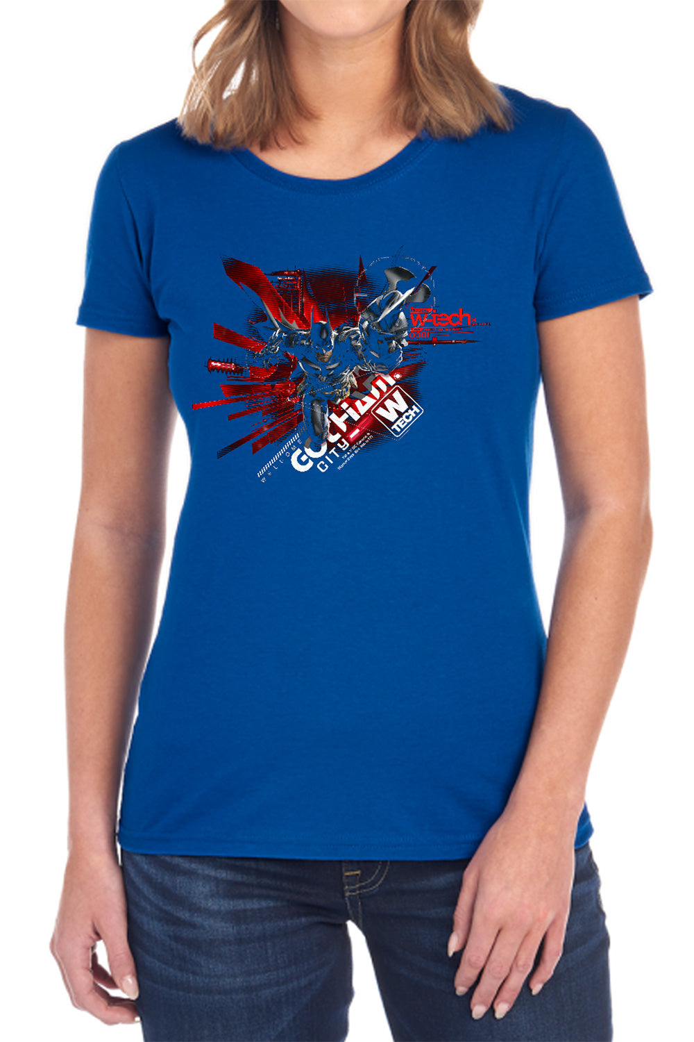 AN OFFCIALLY LICENSED BATMAN ARKHAM KNIGHT AK TECH WOMEN'S REGULAR FIT T-SHIRT BLACK