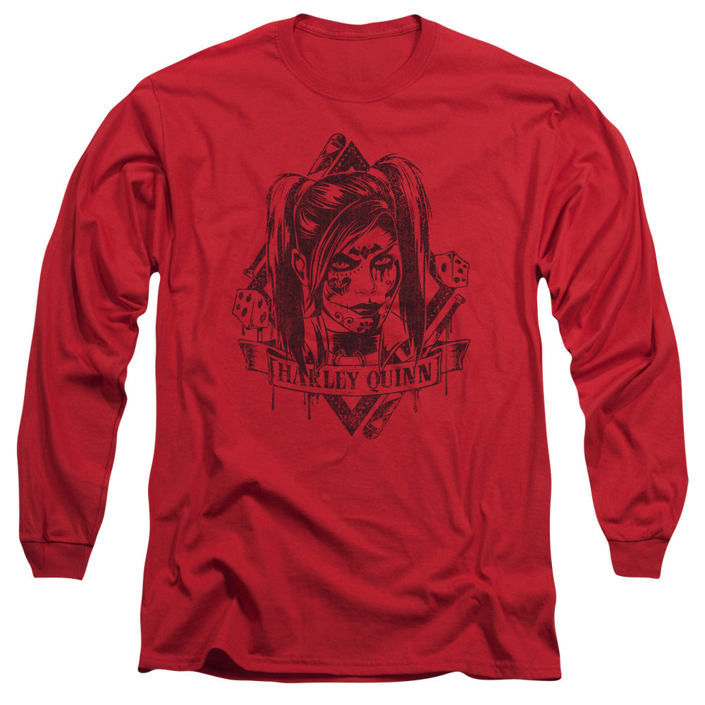AN OFFCIALLY LICENSED BATMAN ARKHAM KNIGHT DIAMOND MEN'S LONG SLEEVE T-SHIRT RED