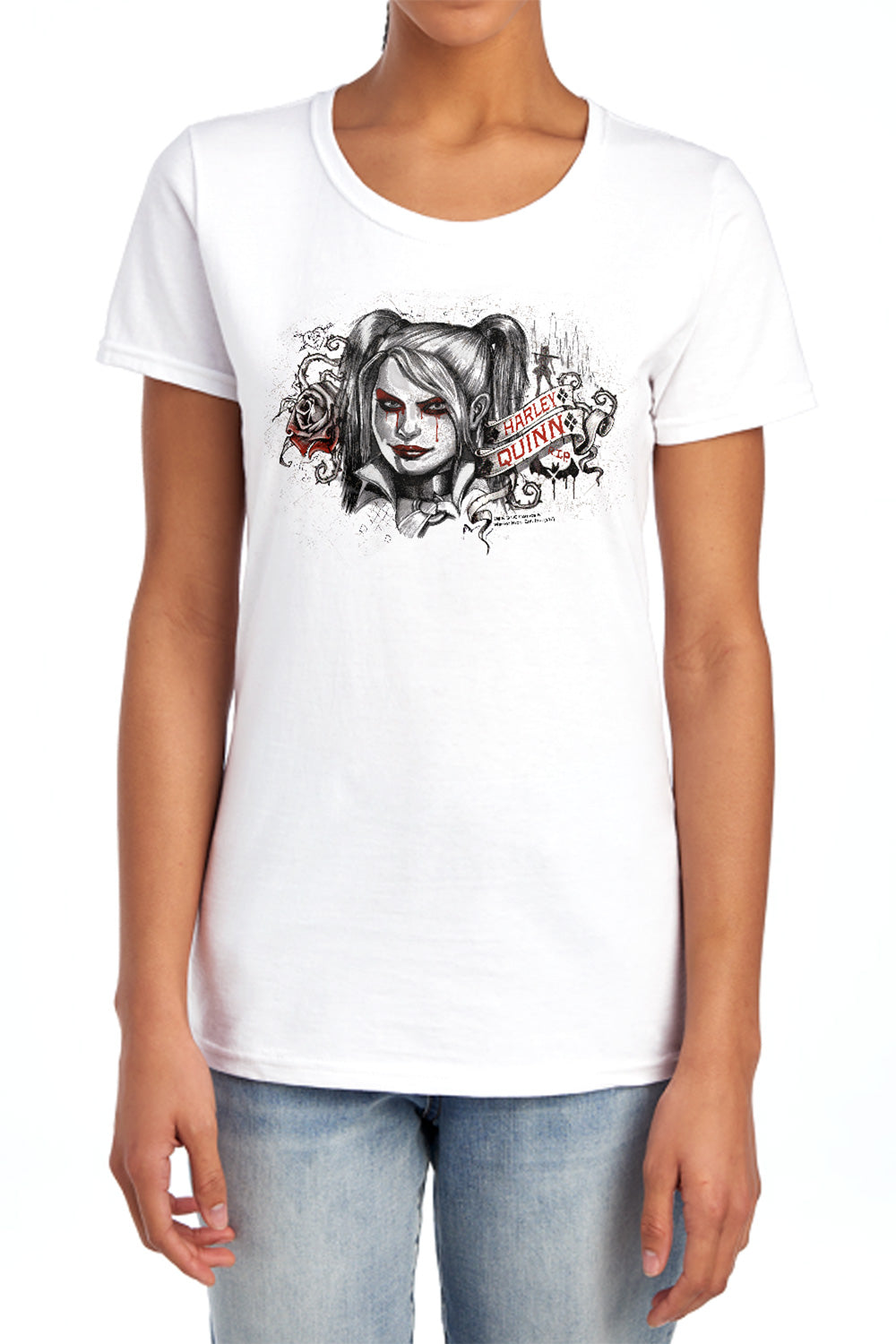 AN OFFCIALLY LICENSED BATMAN ARKHAM KNIGHT HQ SKETCH WOMEN'S REGULAR FIT T-SHIRT ATHLETIC HEATHER