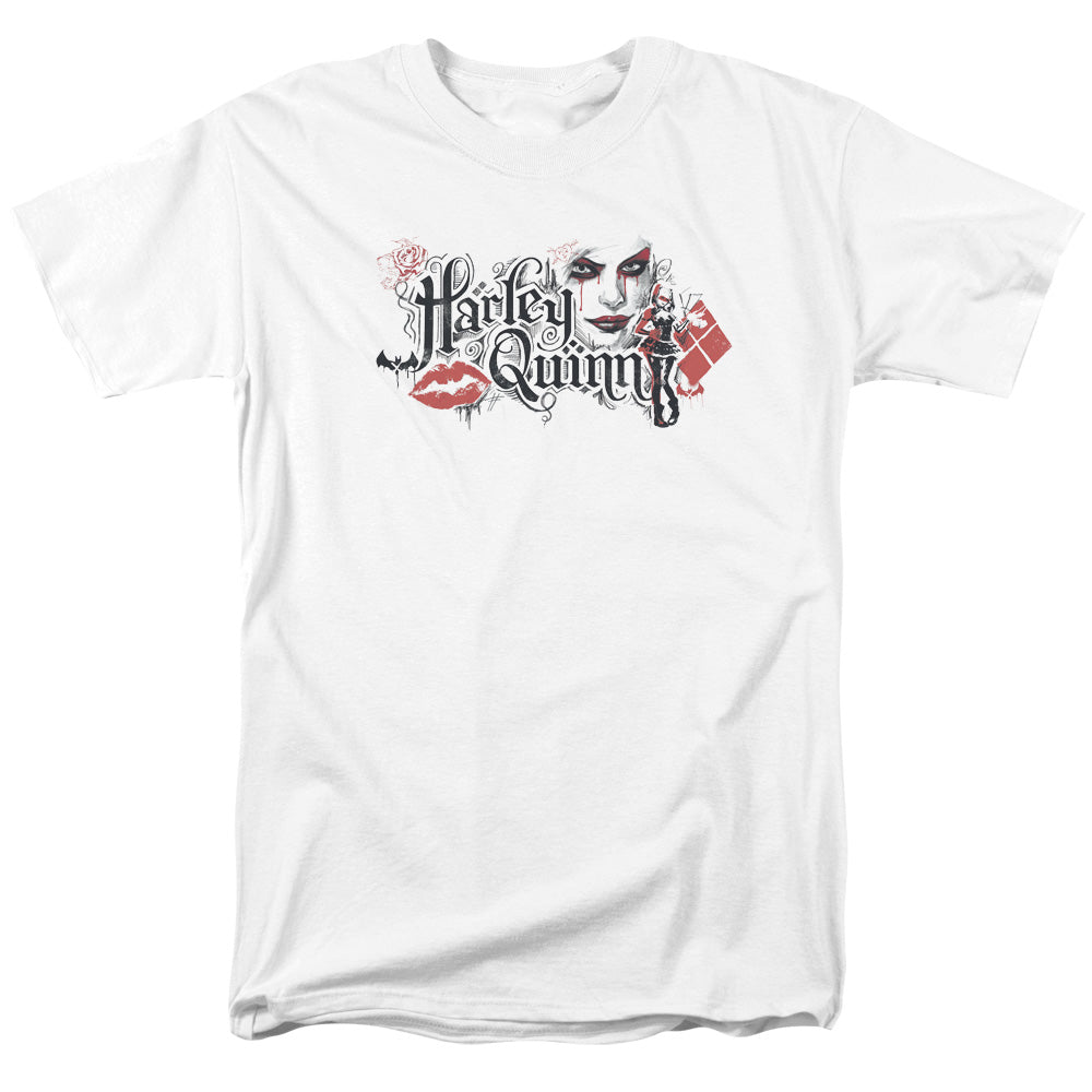 AN OFFCIALLY LICENSED BATMAN ARKHAM KNIGHT LIPS MEN'S REGULAR FIT T-SHIRT WHITE