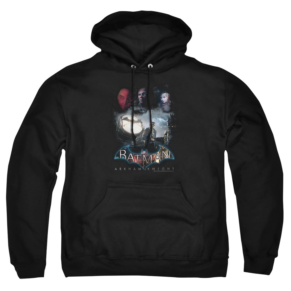 AN OFFCIALLY LICENSED BATMAN ARKHAM KNIGHT VILLAIN STORM ADULT UNISEX PULLOVER HOODIE BLACK