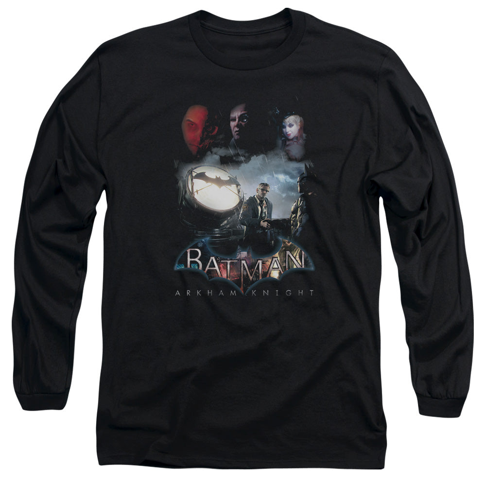 AN OFFCIALLY LICENSED BATMAN ARKHAM KNIGHT VILLAIN STORM MEN'S LONG SLEEVE T-SHIRT BLACK
