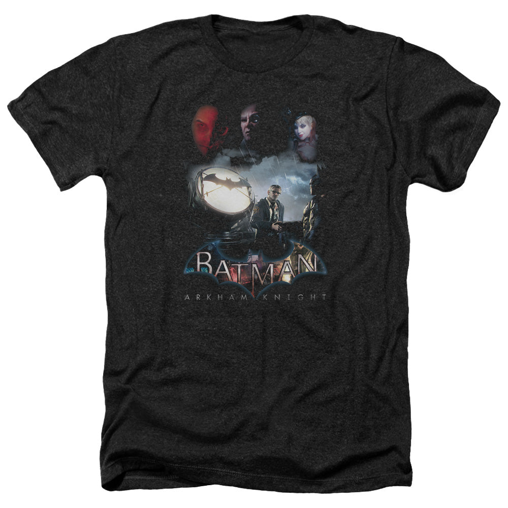 AN OFFCIALLY LICENSED BATMAN ARKHAM KNIGHT VILLAIN STORM MEN'S HEATHER T-SHIRT CHARCOAL