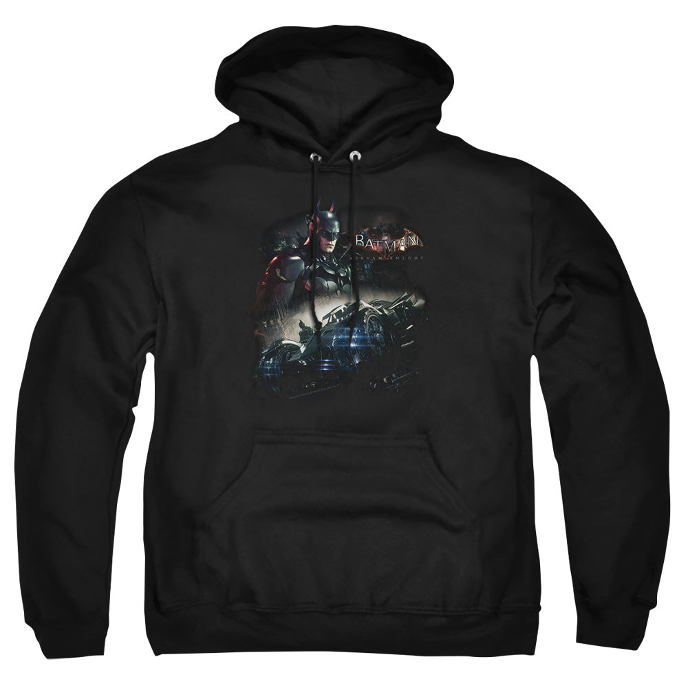 AN OFFCIALLY LICENSED BATMAN ARKHAM KNIGHT KNIGHT RIDER ADULT UNISEX PULLOVER HOODIE BLACK