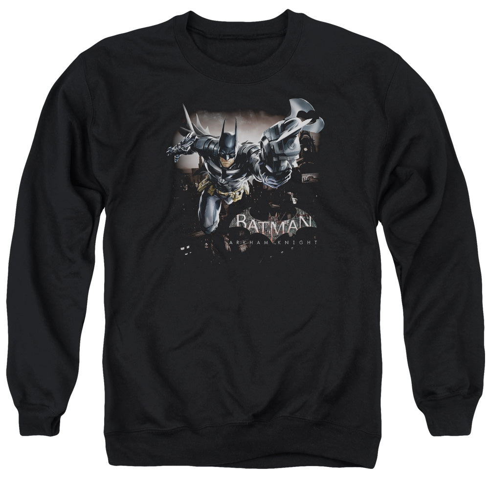 AN OFFCIALLY LICENSED BATMAN ARKHAM KNIGHT GRAPPLE ADULT UNISEX CREWNECK SWEATSHIRT BLACK