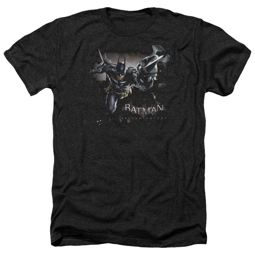 AN OFFCIALLY LICENSED BATMAN ARKHAM KNIGHT GRAPPLE MEN'S HEATHER T-SHIRT CHARCOAL