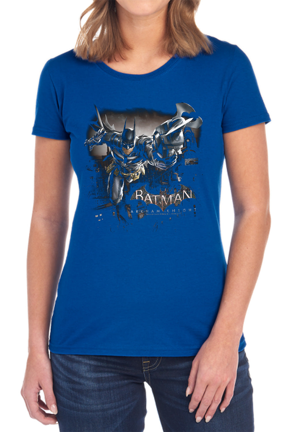 AN OFFCIALLY LICENSED BATMAN ARKHAM KNIGHT GRAPPLE WOMEN'S REGULAR FIT T-SHIRT BLACK
