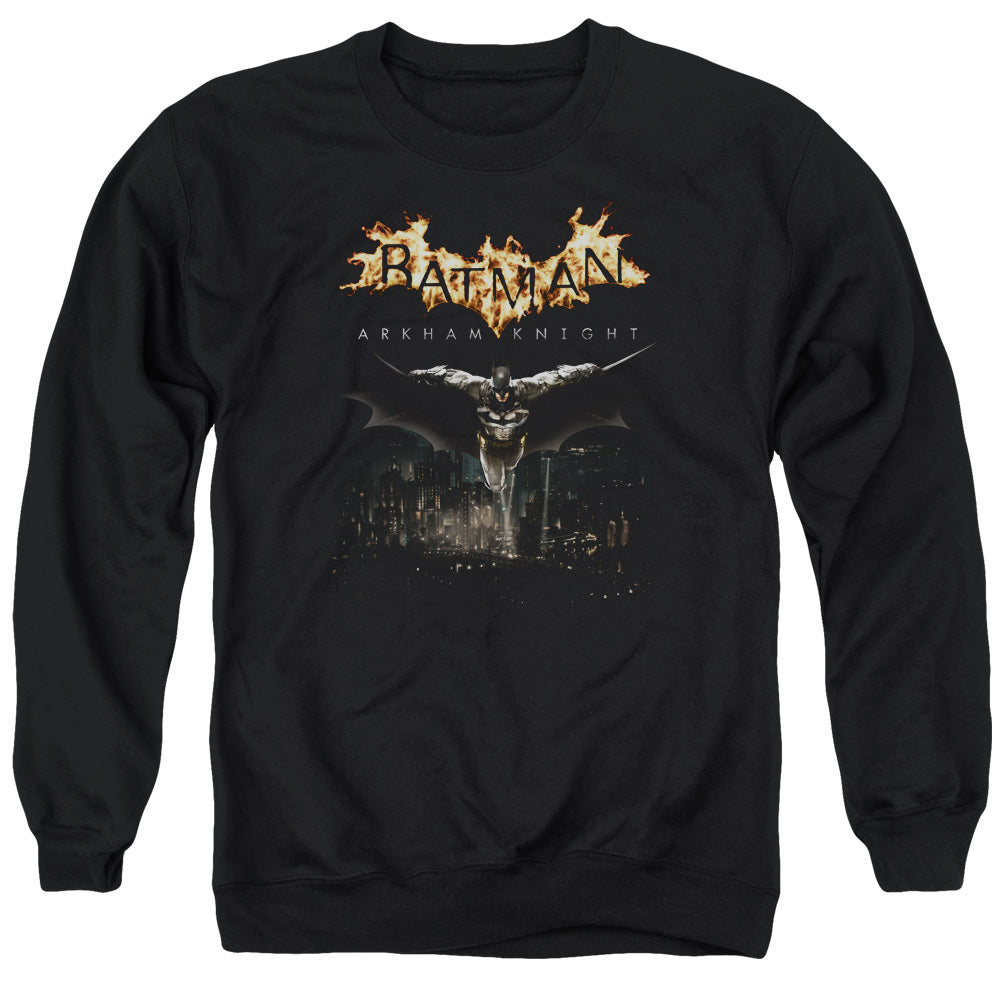 AN OFFCIALLY LICENSED BATMAN ARKHAM KNIGHT CITY WATCH ADULT UNISEX CREWNECK SWEATSHIRT BLACK