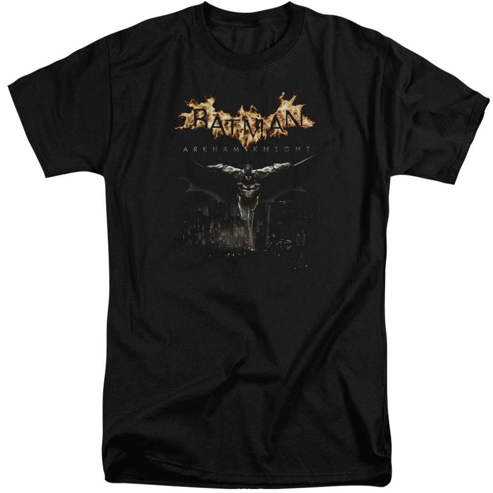 AN OFFCIALLY LICENSED BATMAN ARKHAM KNIGHT CITY WATCH MEN'S TALL FIT T-SHIRT BLACK