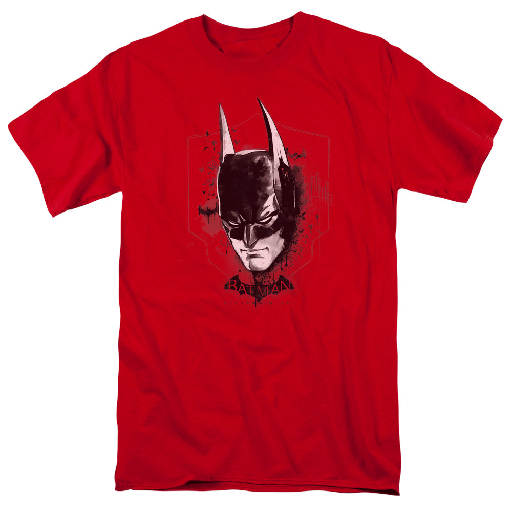 AN OFFCIALLY LICENSED BATMAN ARKHAM KNIGHT AK HEAD MEN'S REGULAR FIT T-SHIRT RED