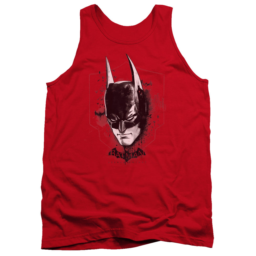AN OFFCIALLY LICENSED BATMAN ARKHAM KNIGHT AK HEAD ADULT UNISEX TANK TOP RED