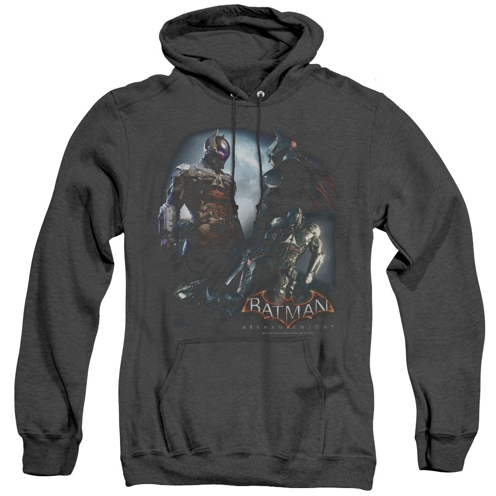 AN OFFCIALLY LICENSED BATMAN ARKHAM KNIGHT FACE OFF ADULT UNISEX HEATHER PULLOVER HOODIE BLACK