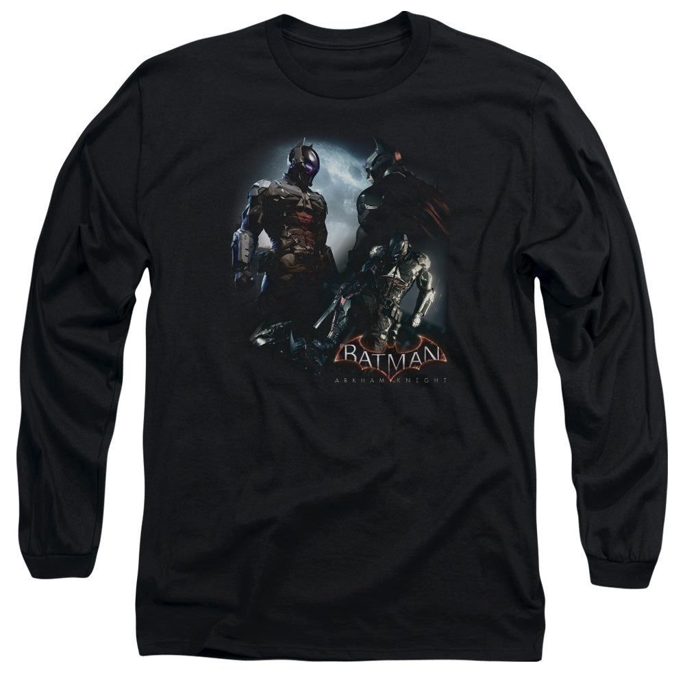 AN OFFCIALLY LICENSED BATMAN ARKHAM KNIGHT FACE OFF MEN'S LONG SLEEVE T-SHIRT BLACK