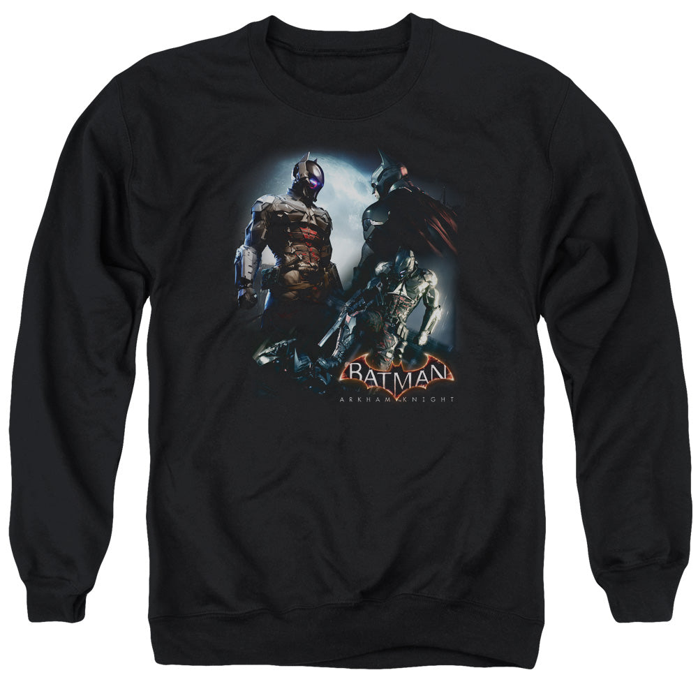 AN OFFCIALLY LICENSED BATMAN ARKHAM KNIGHT FACE OFF ADULT UNISEX CREWNECK SWEATSHIRT BLACK