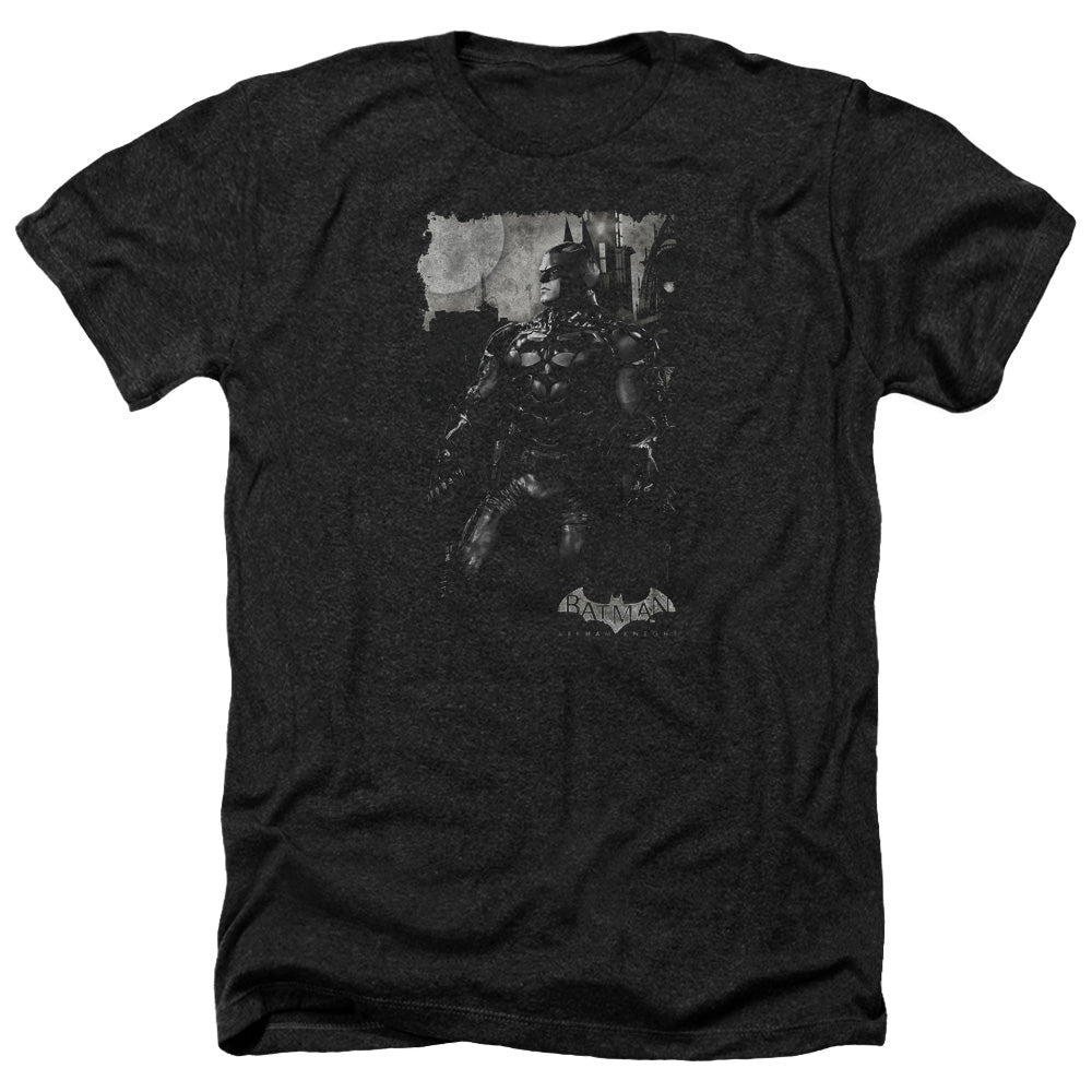 AN OFFCIALLY LICENSED BATMAN ARKHAM KNIGHT BAT BROOD MEN'S HEATHER T-SHIRT CHARCOAL