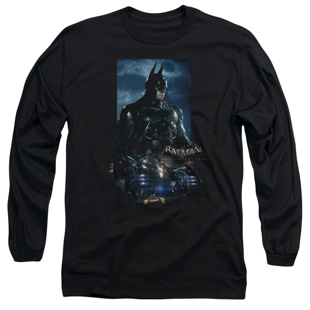 AN OFFCIALLY LICENSED BATMAN ARKHAM KNIGHT BATMOBILE MEN'S LONG SLEEVE T-SHIRT BLACK