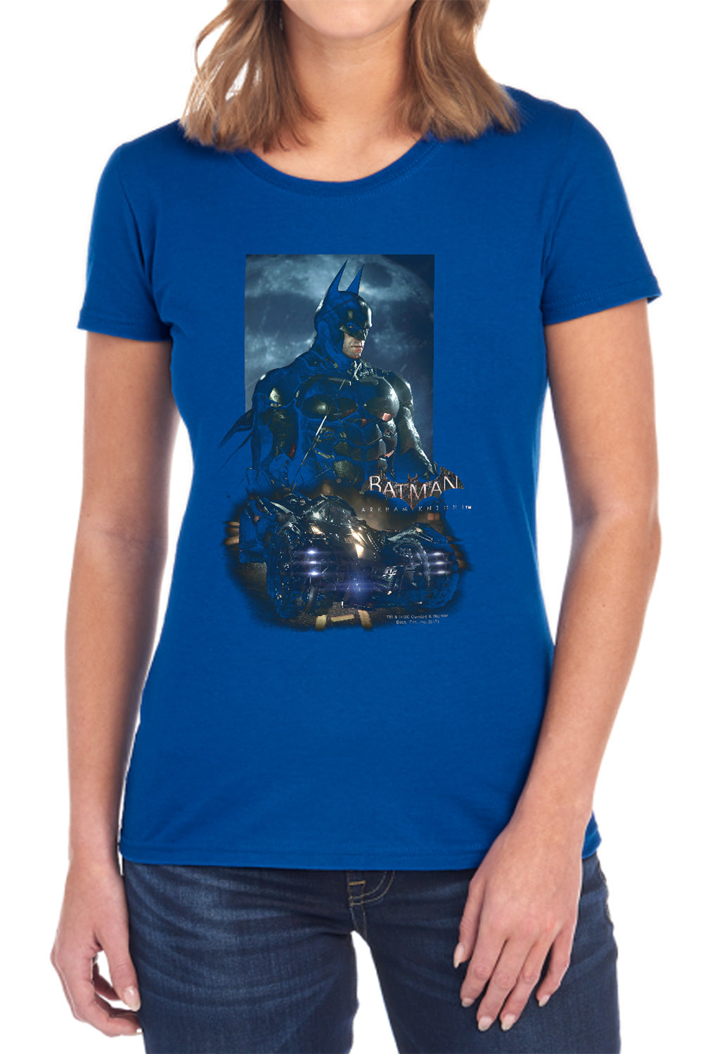AN OFFCIALLY LICENSED BATMAN ARKHAM KNIGHT BATMOBILE WOMEN'S REGULAR FIT T-SHIRT BLACK