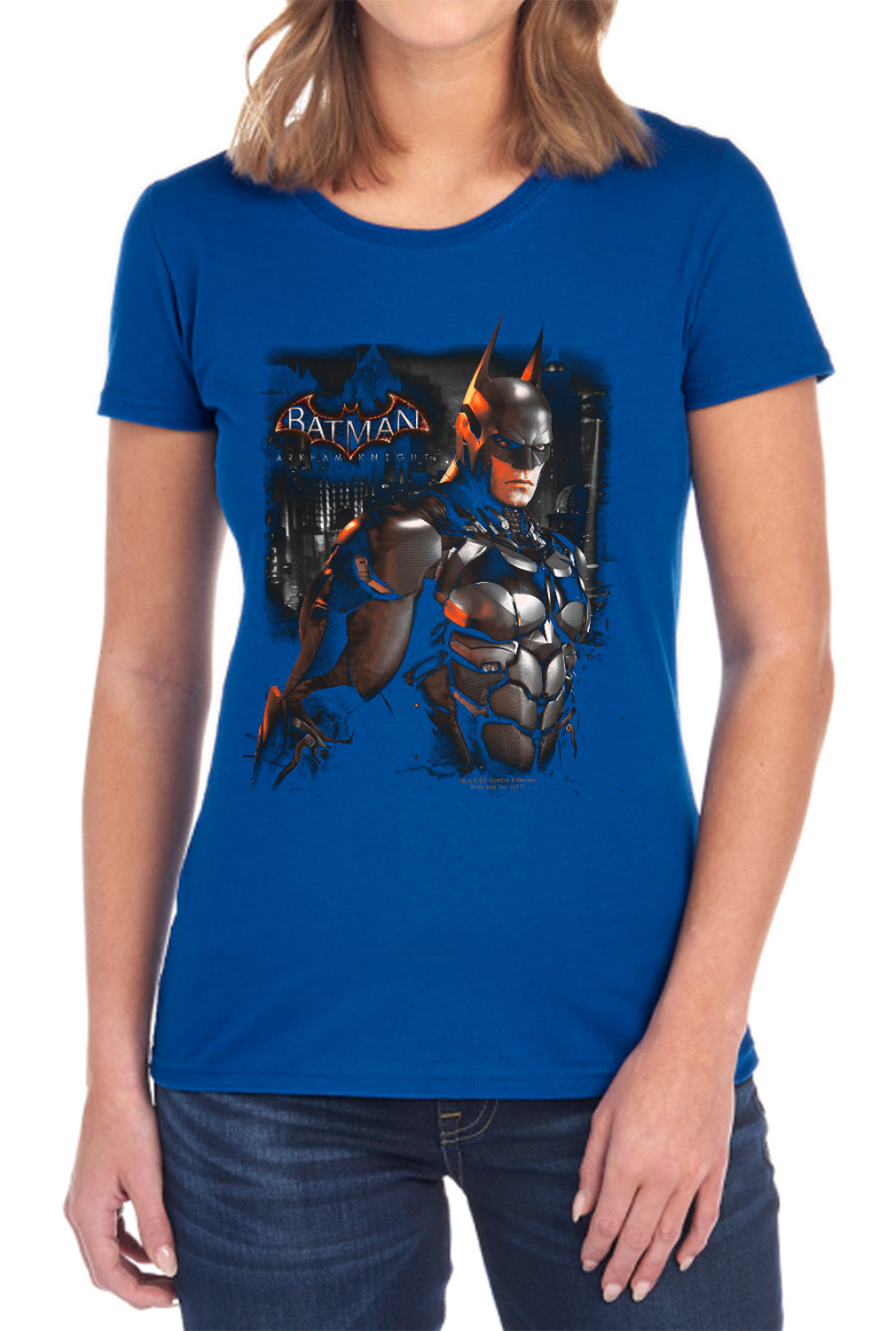 AN OFFCIALLY LICENSED BATMAN ARKHAM KNIGHT DARK KNIGHT WOMEN'S REGULAR FIT T-SHIRT BLACK