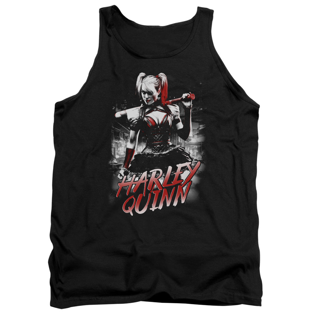 AN OFFCIALLY LICENSED BATMAN ARKHAM KNIGHT QUINN CITY ADULT UNISEX TANK TOP BLACK