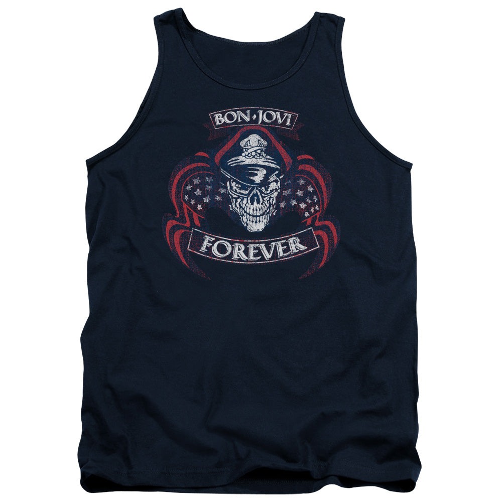 AN OFFCIALLY LICENSED BON JOVI FOREVER SKULL ADULT UNISEX TANK TOP NAVY