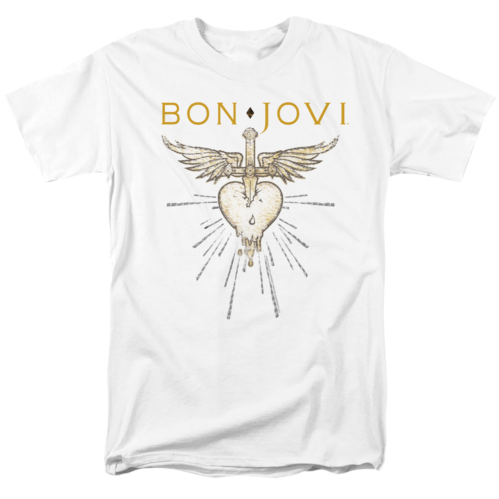 AN OFFCIALLY LICENSED BON JOVI GREATEST HITS MEN'S REGULAR FIT T-SHIRT WHITE