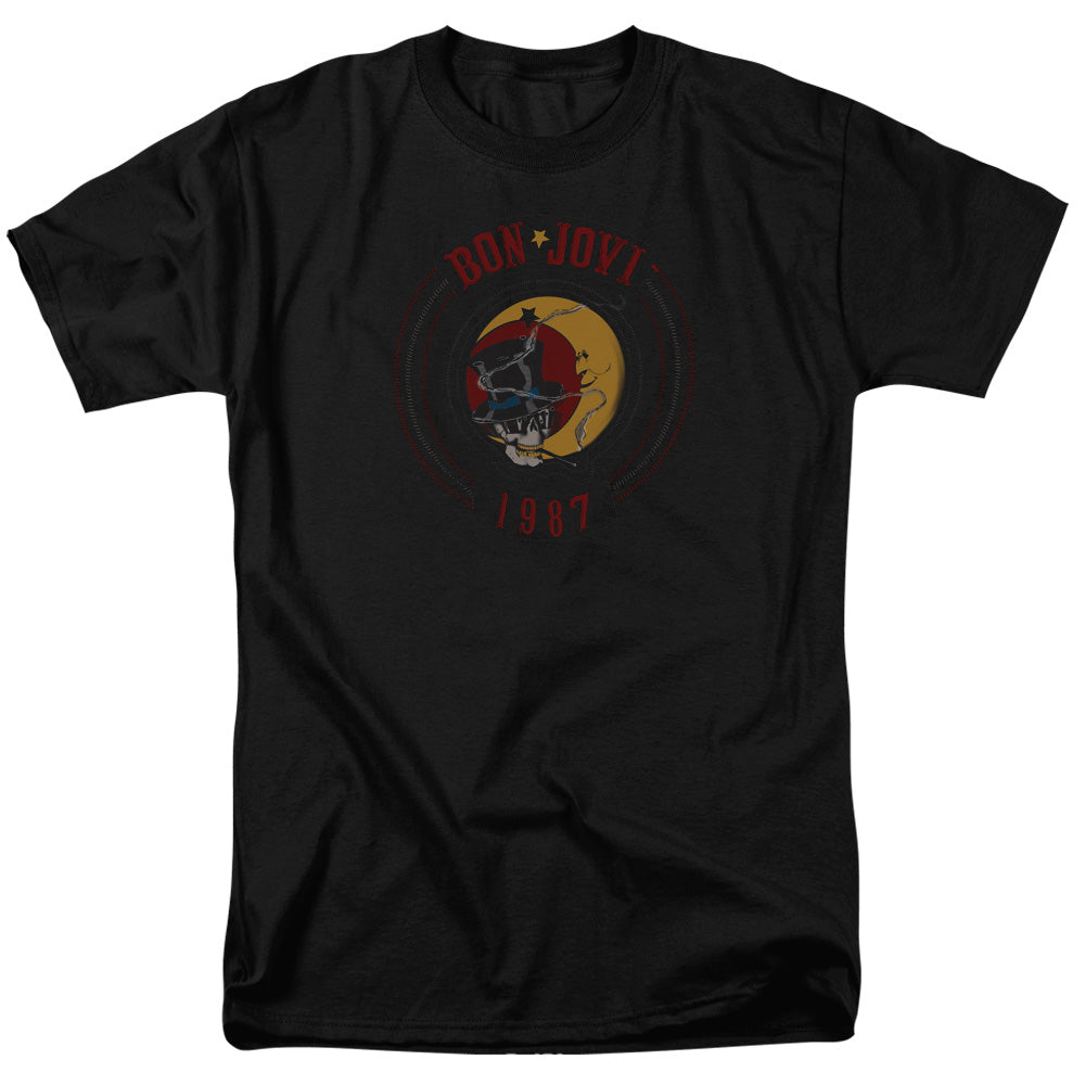 AN OFFCIALLY LICENSED BON JOVI 1987 MEN'S REGULAR FIT T-SHIRT BLACK