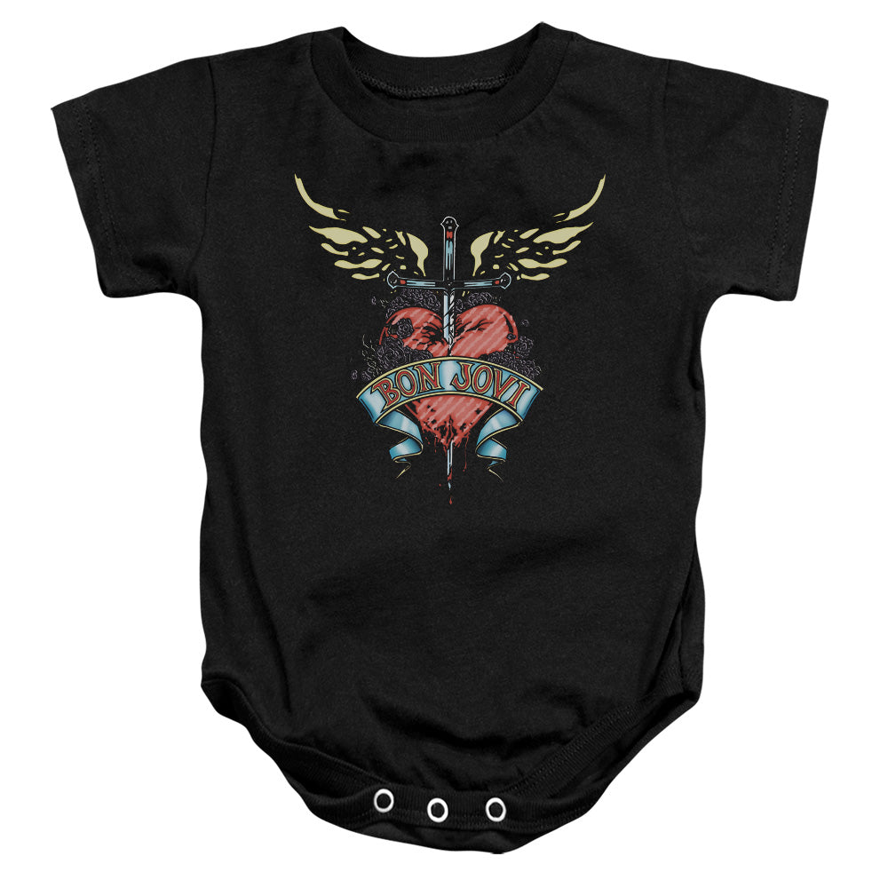 AN OFFCIALLY LICENSED BON JOVI DAGGERED BABY BODYSUIT BLACK