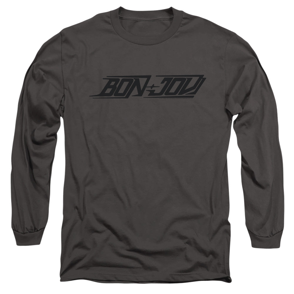 AN OFFCIALLY LICENSED BON JOVI NEW LOGO MEN'S LONG SLEEVE T-SHIRT CHARCOAL