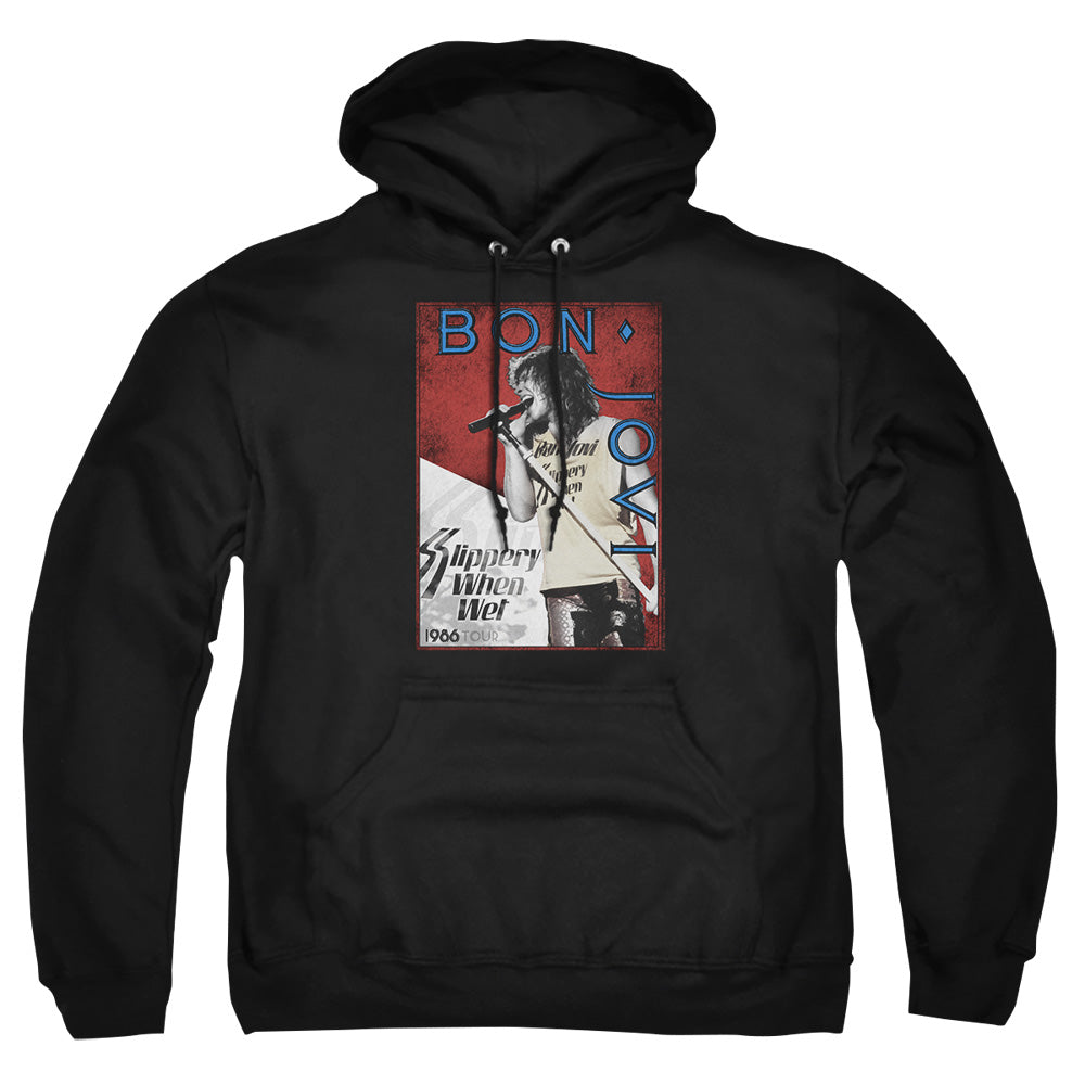 AN OFFCIALLY LICENSED BON JOVI 86 TOUR ADULT UNISEX PULLOVER HOODIE BLACK