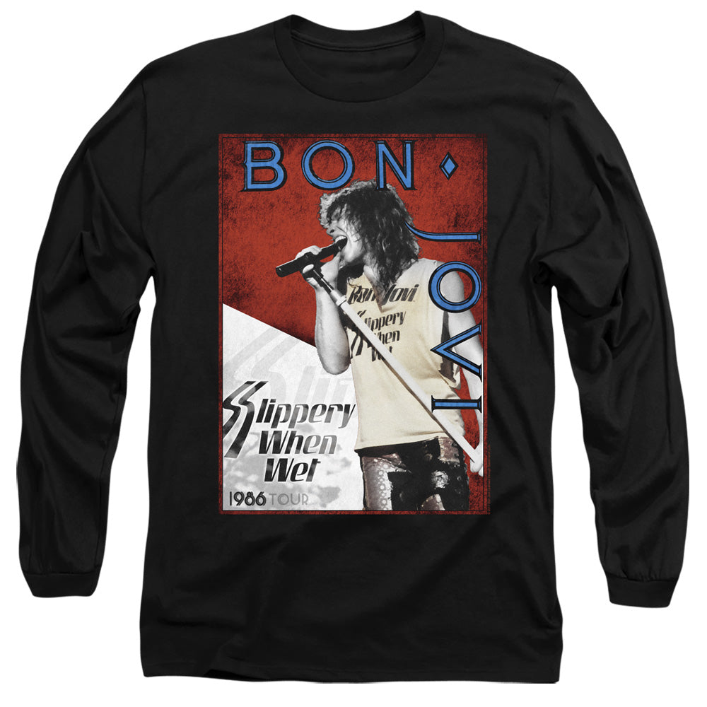 AN OFFCIALLY LICENSED BON JOVI 86 TOUR MEN'S LONG SLEEVE T-SHIRT BLACK