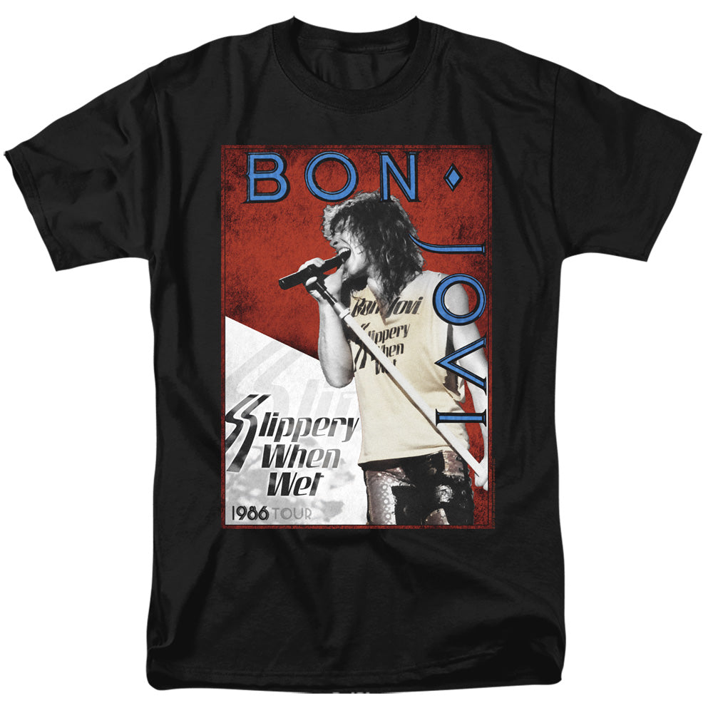 AN OFFCIALLY LICENSED BON JOVI 86 TOUR MEN'S REGULAR FIT T-SHIRT BLACK