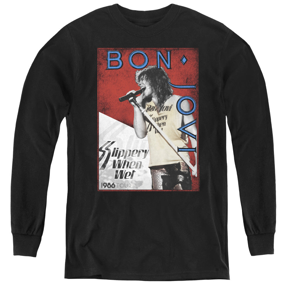AN OFFCIALLY LICENSED BON JOVI 86 TOUR YOUTH LONG SLEEVE T-SHIRT BLACK