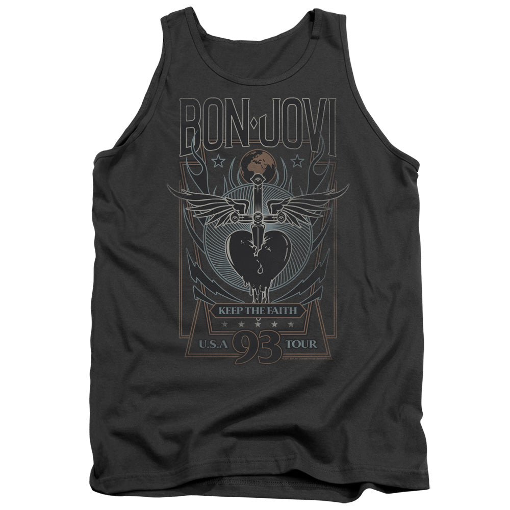 AN OFFCIALLY LICENSED BON JOVI KEEP THE FAITH ADULT UNISEX TANK TOP CHARCOAL