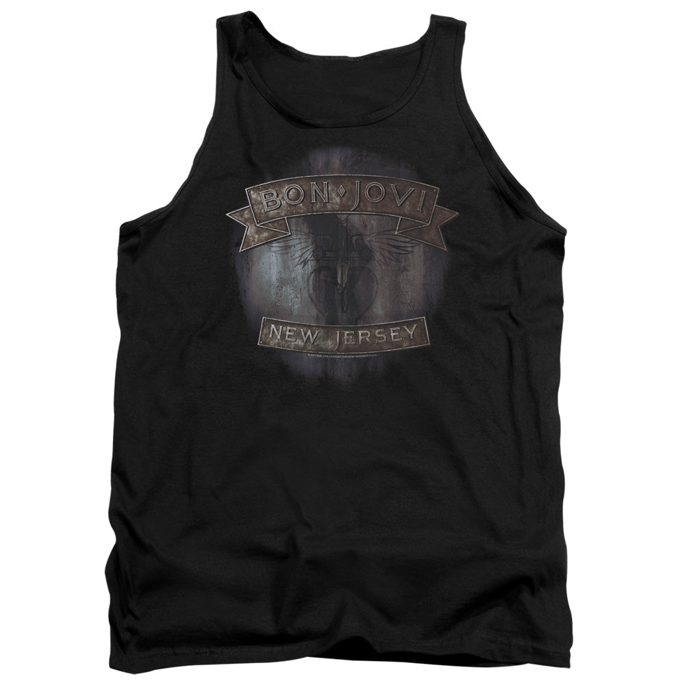 AN OFFCIALLY LICENSED BON JOVI NEW JERSEY ADULT UNISEX TANK TOP BLACK