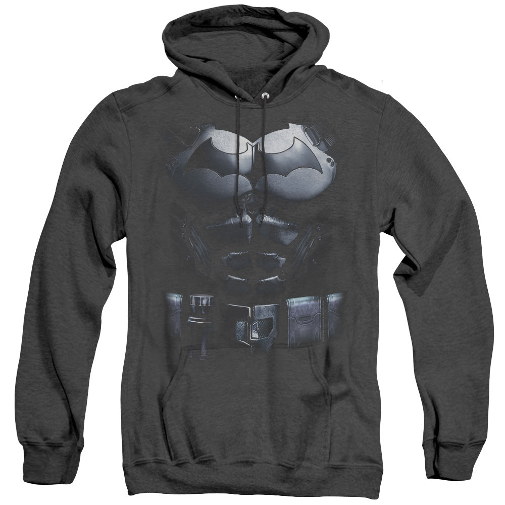 AN OFFCIALLY LICENSED BATMAN ARKHAM ORIGINS UNIFORM ADULT UNISEX HEATHER PULLOVER HOODIE BLACK