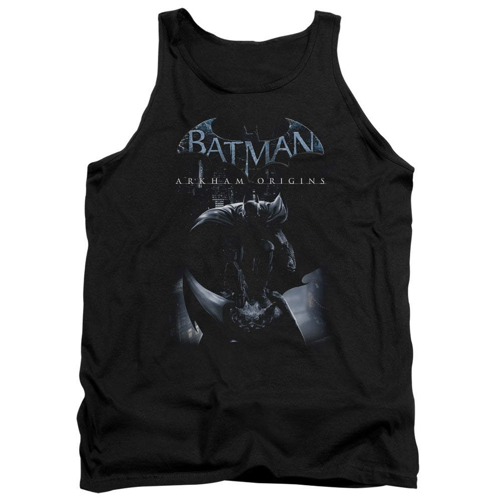 AN OFFCIALLY LICENSED BATMAN ARKHAM ORIGINS PERCHED CAT ADULT UNISEX TANK TOP BLACK