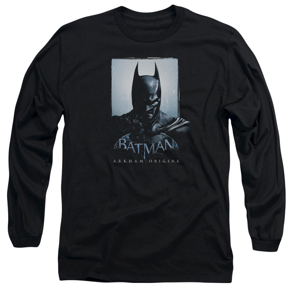 AN OFFCIALLY LICENSED BATMAN ARKHAM ORIGINS TWO SIDES MEN'S LONG SLEEVE T-SHIRT BLACK