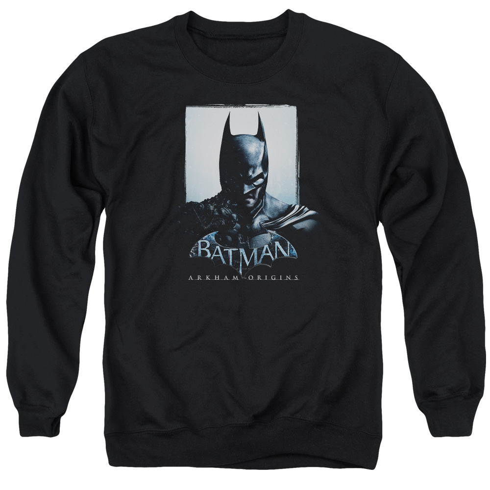 AN OFFCIALLY LICENSED BATMAN ARKHAM ORIGINS TWO SIDES ADULT UNISEX CREWNECK SWEATSHIRT BLACK