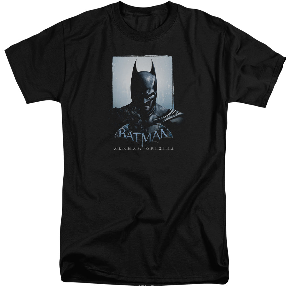 AN OFFCIALLY LICENSED BATMAN ARKHAM ORIGINS TWO SIDES MEN'S TALL FIT T-SHIRT BLACK