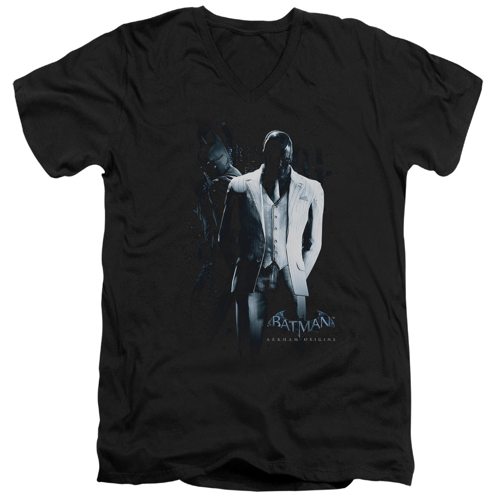 AN OFFCIALLY LICENSED BATMAN ARKHAM ORIGINS BLACK MASK MEN'S V-NECK T-SHIRT BLACK