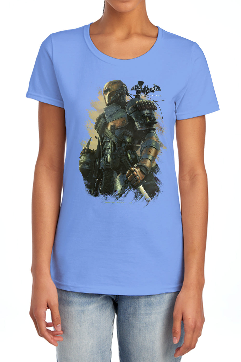 AN OFFCIALLY LICENSED BATMAN ARKHAM ORIGINS DEATHSTROKE WOMEN'S REGULAR FIT T-SHIRT CHARCOAL