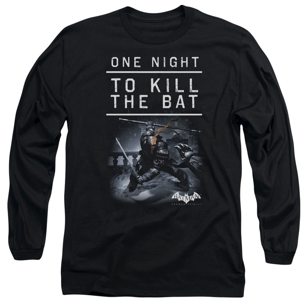 AN OFFCIALLY LICENSED BATMAN ARKHAM ORIGINS ONE NIGHT MEN'S LONG SLEEVE T-SHIRT BLACK