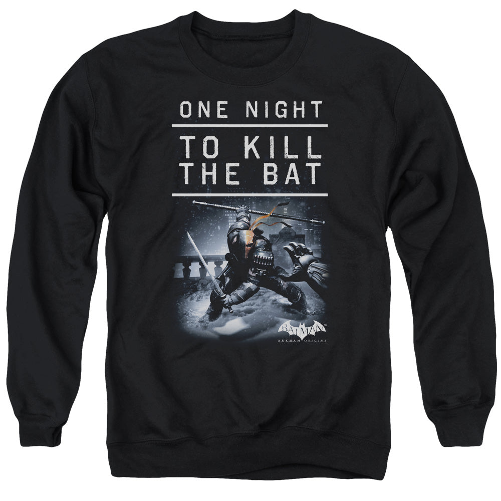 AN OFFCIALLY LICENSED BATMAN ARKHAM ORIGINS ONE NIGHT ADULT UNISEX CREWNECK SWEATSHIRT BLACK