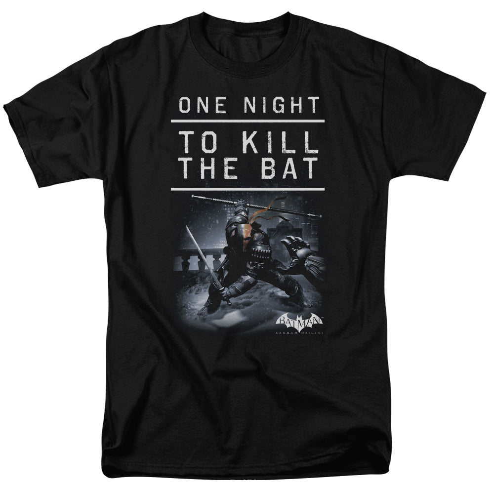 AN OFFCIALLY LICENSED BATMAN ARKHAM ORIGINS ONE NIGHT MEN'S REGULAR FIT T-SHIRT BLACK