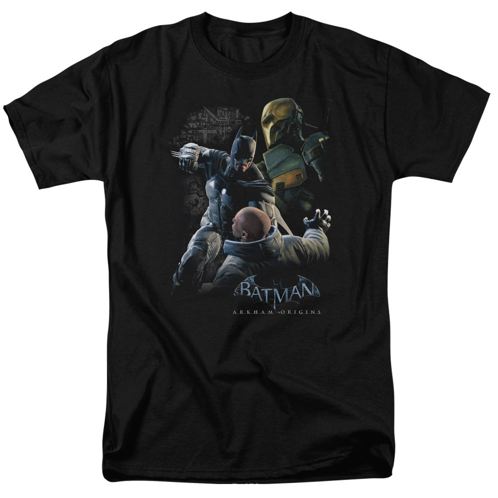 AN OFFCIALLY LICENSED BATMAN ARKHAM ORIGINS PUNCH MEN'S REGULAR FIT T-SHIRT BLACK