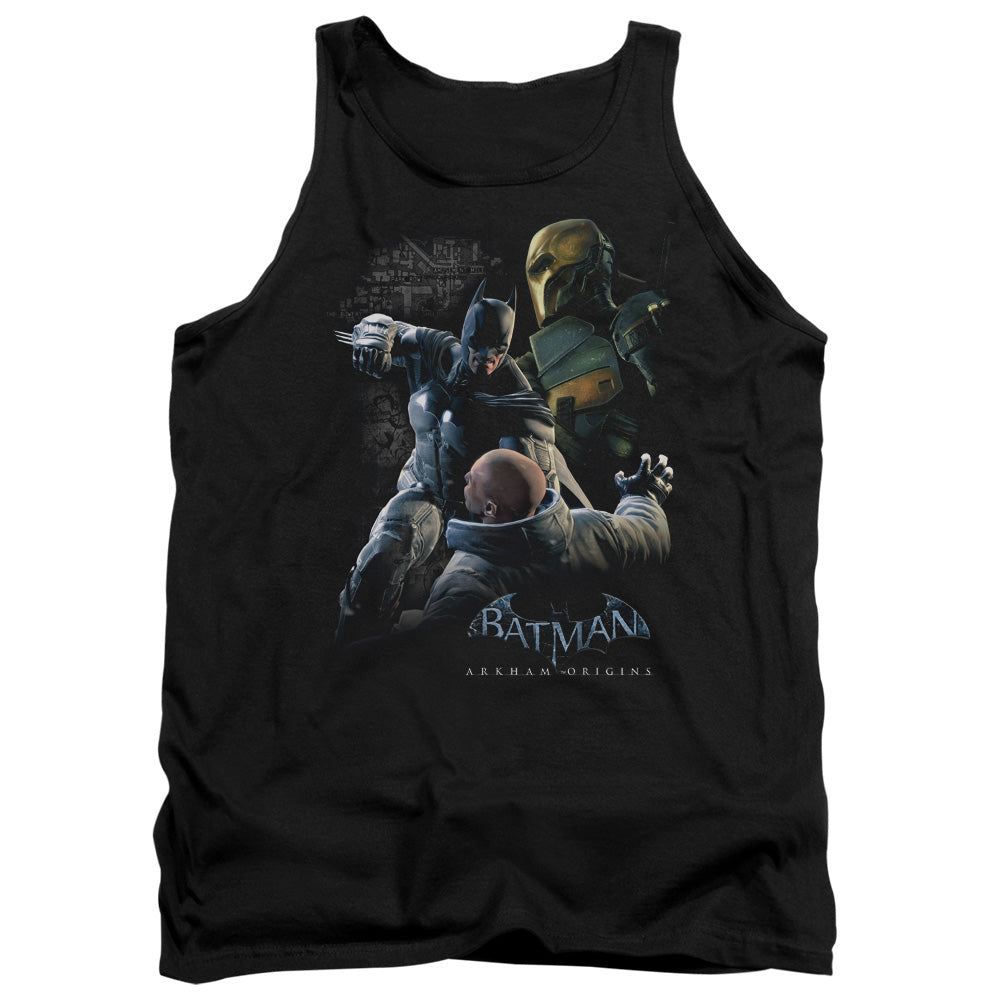 AN OFFCIALLY LICENSED BATMAN ARKHAM ORIGINS PUNCH ADULT UNISEX TANK TOP BLACK